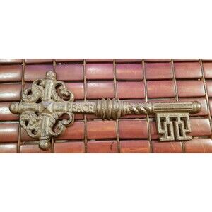 Large Cast Iron "Peace" Key  Wall Hanging Christian Cross 12"x5"
